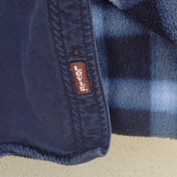 Levi's Navy Blue Fleece Lined Canvas Button-Up Shacket XXL - Picture 5 of 8
